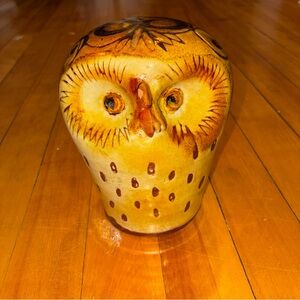 Vintage Handcrafted Painted Brown Owl Ceramic Sculpture Home Art Decor Heavy
